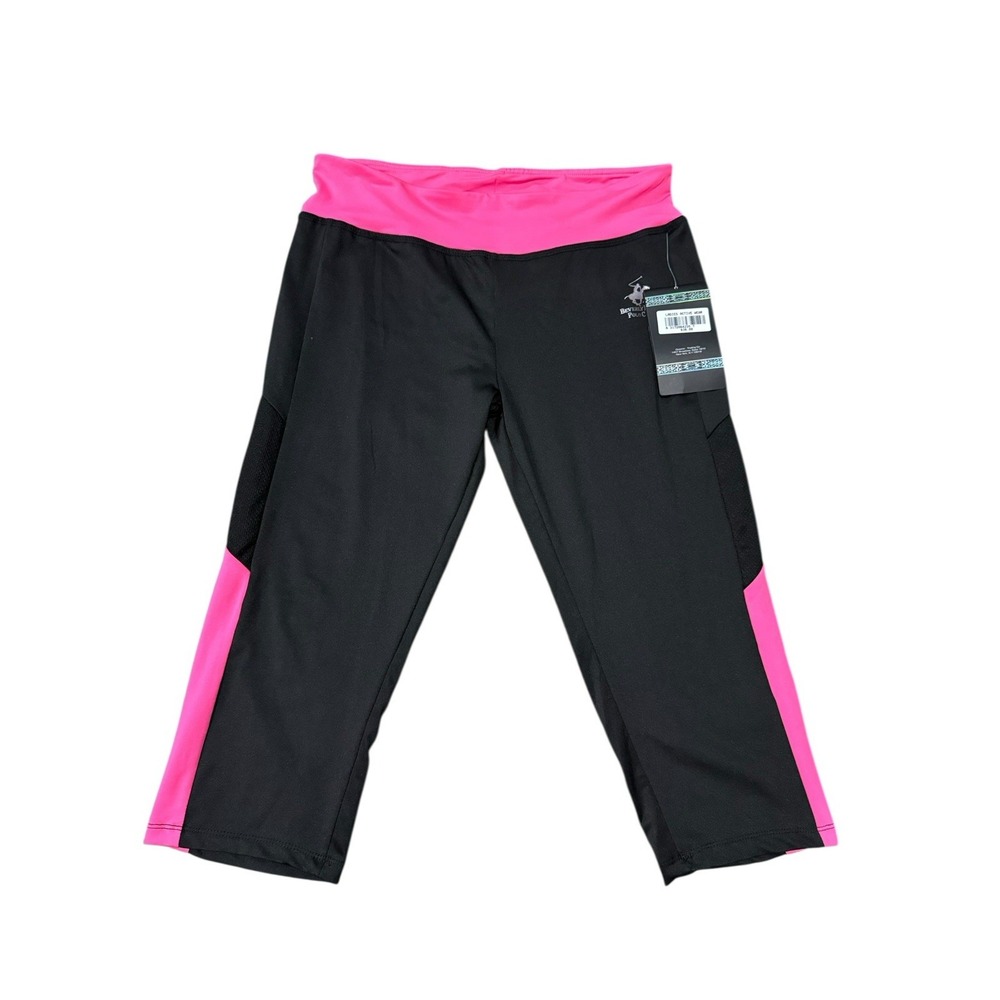 Beverly Hills Polo Club Women's Leggings Black And Pink Rapid Dry Tech Small